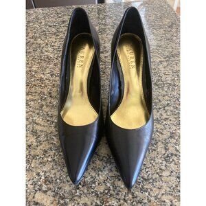 Ralph Lauren Sarina Black Leather Pumps Size 8.5